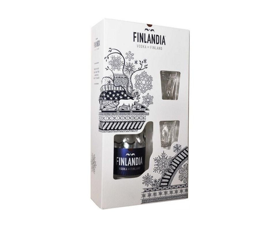 FINLANDIA VODKA + 2 SHOT GLASSES 0,7 L