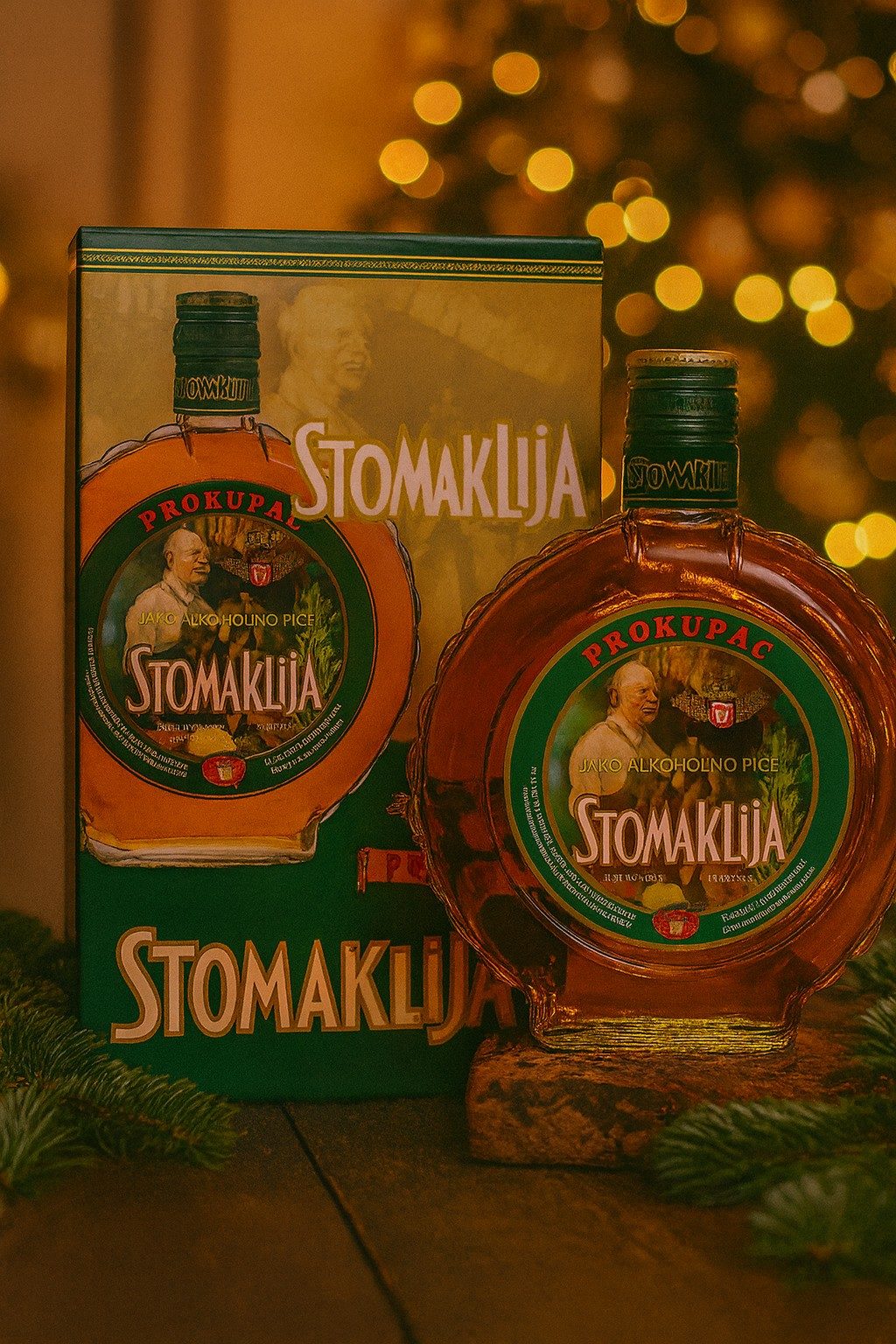 Stomaklija Rakija 0.7L – Слива и 12 Билки, Подарок Кутија Stomaklija Rakija 0.7L – Слива и 12 Билки, Подарок Кутија
