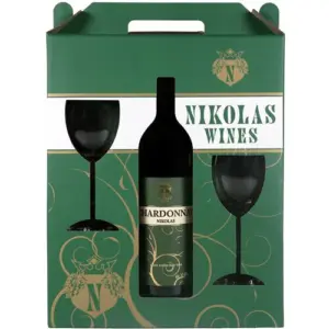 Nikolas Wine Žilavka Gift Box со две чаши за вино