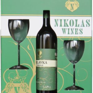 Nikolas Wine Žilavka Gift Box со две чаши за вино