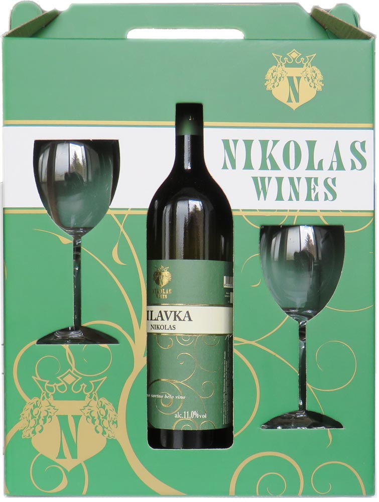 Nikolas Wine Žilavka Gift Box со две чаши за вино Nikolas Wine Žilavka Gift Box со две чаши за вино