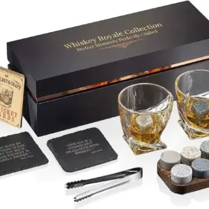 Whiskey Royale Collection луксузен сет за виски со чаши и камења